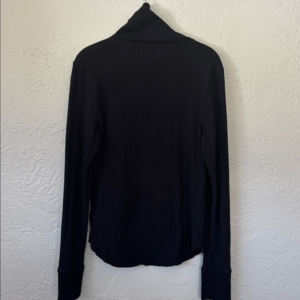 aerie black essential turtleneck layering TShirt long sleeve ribbed L - Picture 6 of 9